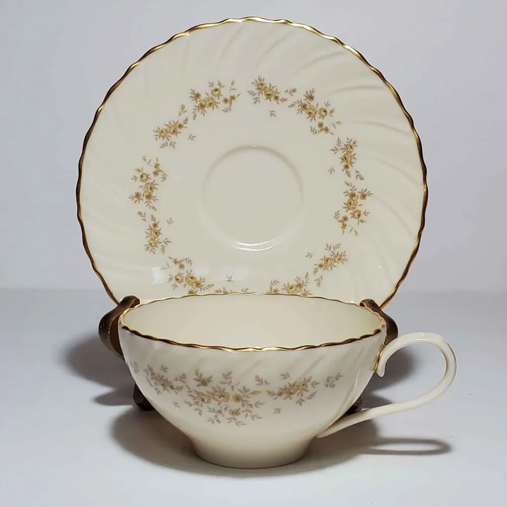 Lenox Teacup and Saucer Gaylord Yellow Flowers Vintage